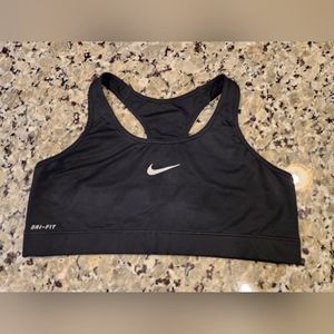 Nike Women's XL Racerback Sport Bra Blk White Swoosh and Gray DriFit Lettters